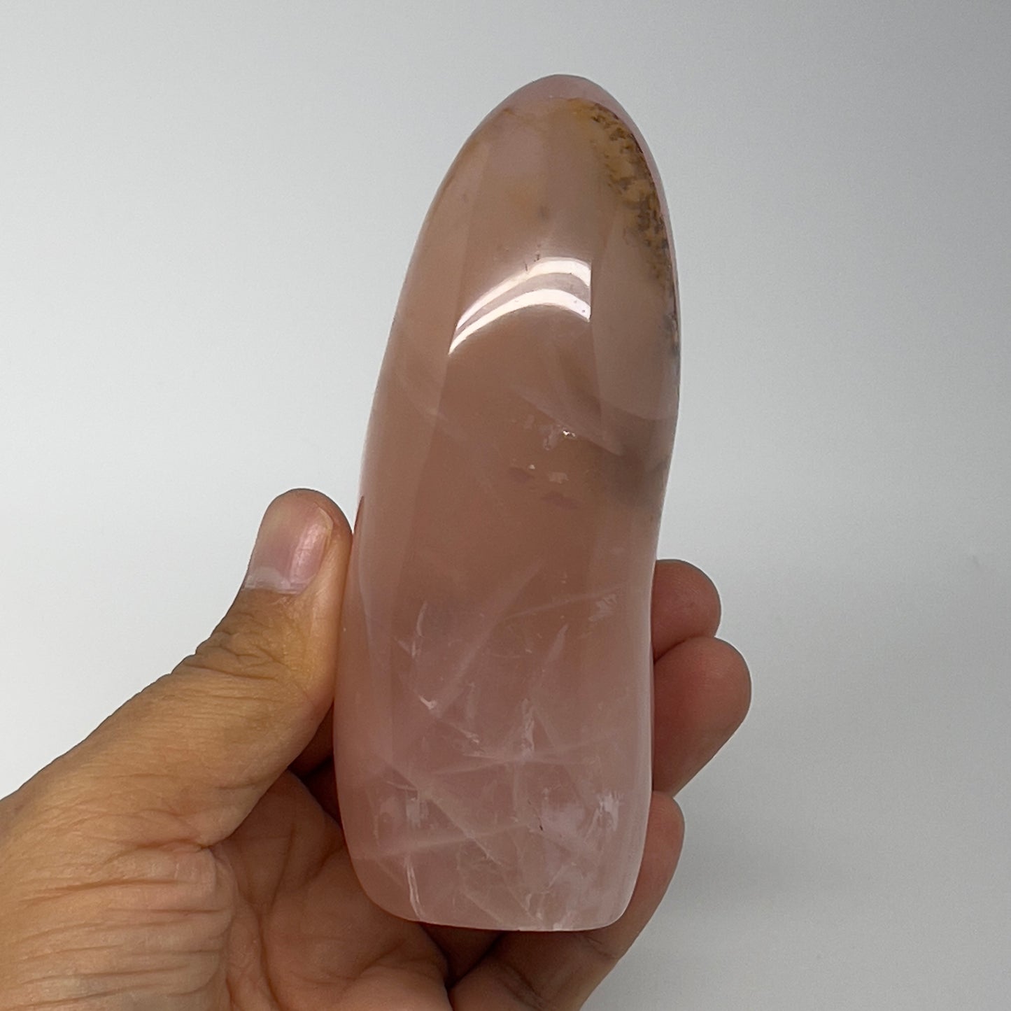 399.8g,4.4"x2"x1.7" Rose Quartz Crystal Freeform Polished Crystal, B20628