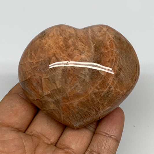 173.8g,2.4"x2.7"x1.4", Pink Peach Moonstone Heart Crystal Polished Reiki,B17521