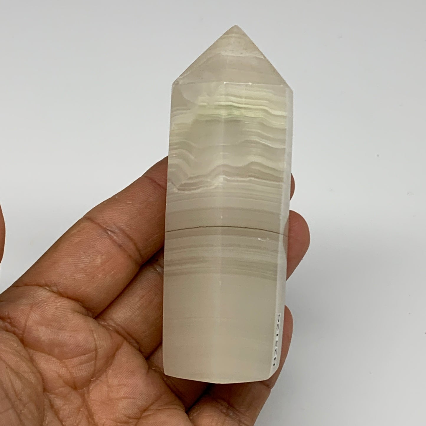 156.8g, 3.5"x1.1" Banded Onyx Point Tower Obelisk Crystal @Pakistan, B25126