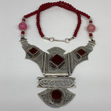 Turkmen Necklace Antique Afghan Tribal Red Carnelian Beaded V-Neck, Necklace T63