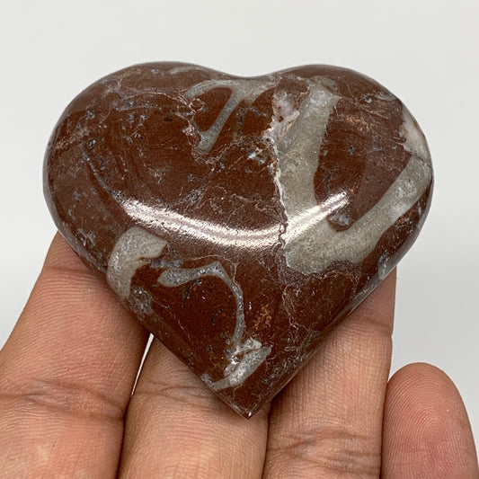61.6g, 2" x 2.2"x 0.6", Natural Untreated Red Shell Fossils Half Heart @Morocco,