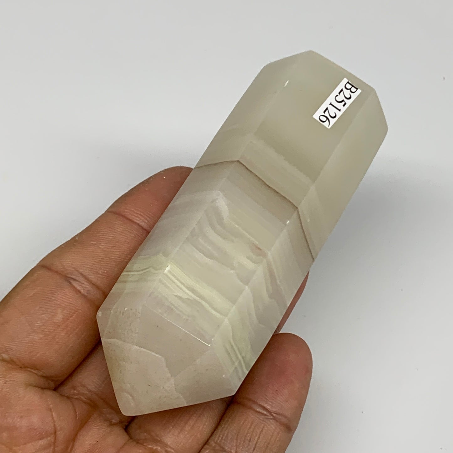 156.8g, 3.5"x1.1" Banded Onyx Point Tower Obelisk Crystal @Pakistan, B25126