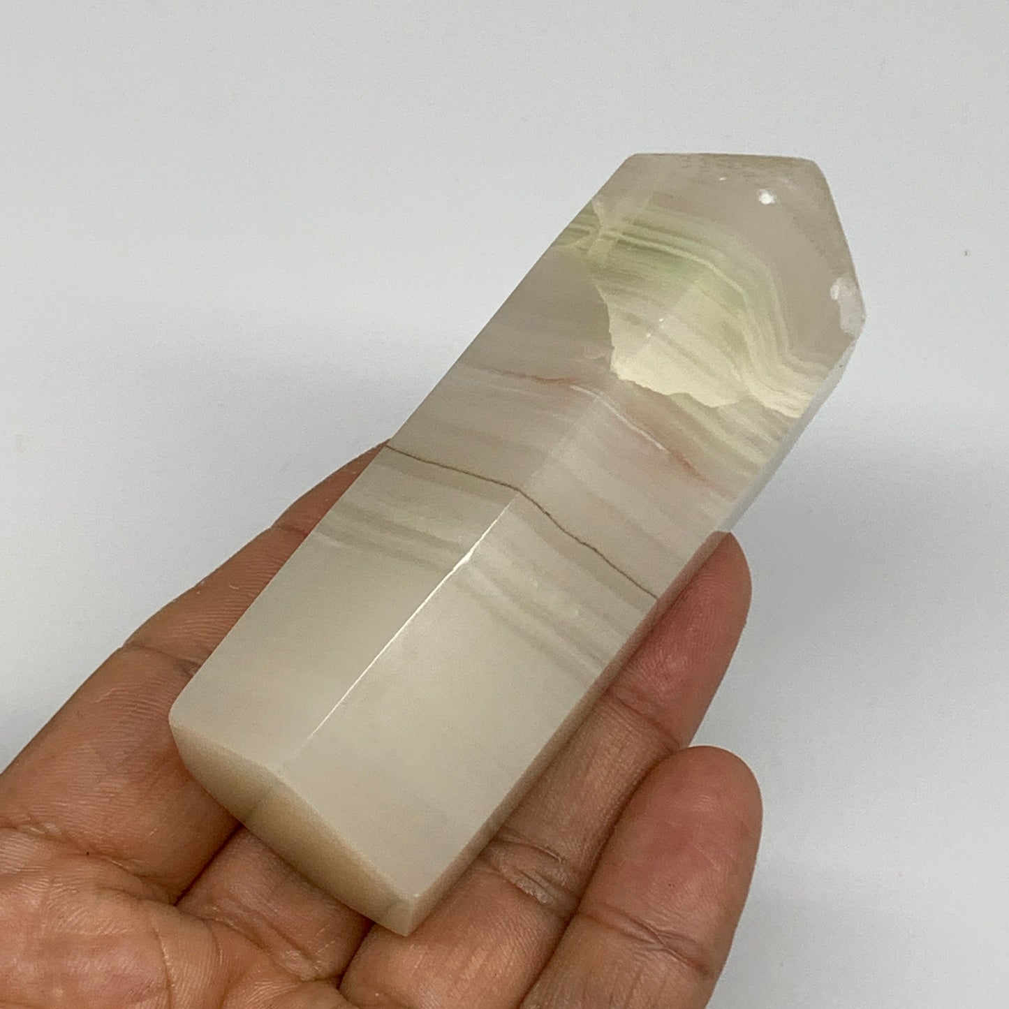 156.8g, 3.5"x1.1" Banded Onyx Point Tower Obelisk Crystal @Pakistan, B25126