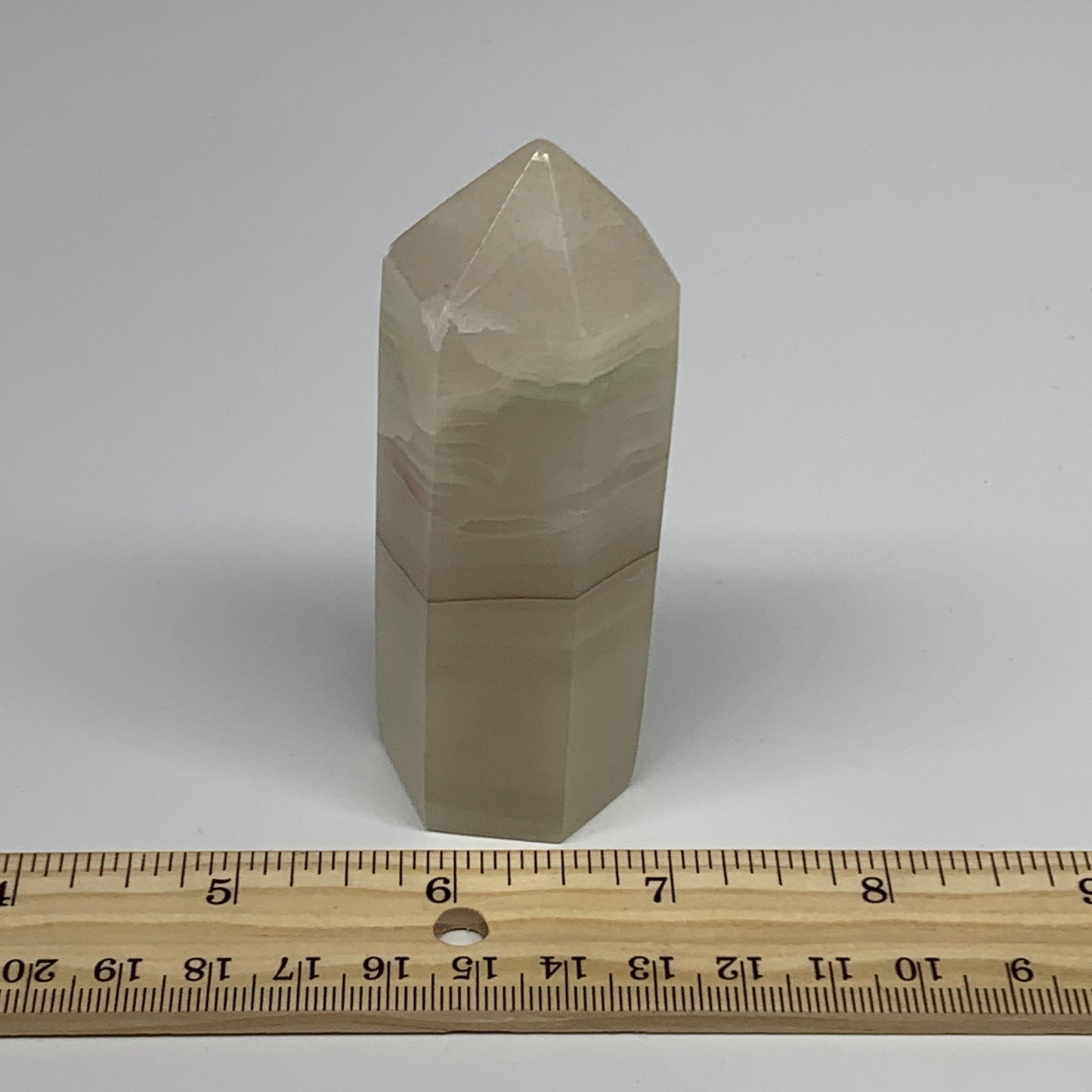 156.8g, 3.5"x1.1" Banded Onyx Point Tower Obelisk Crystal @Pakistan, B25126