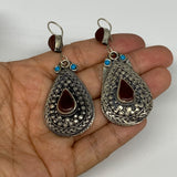 1pr, 2.9"x1.1" Turkmen Earring Tribal Jewelry Carnelian Teardrop Boho, B14283