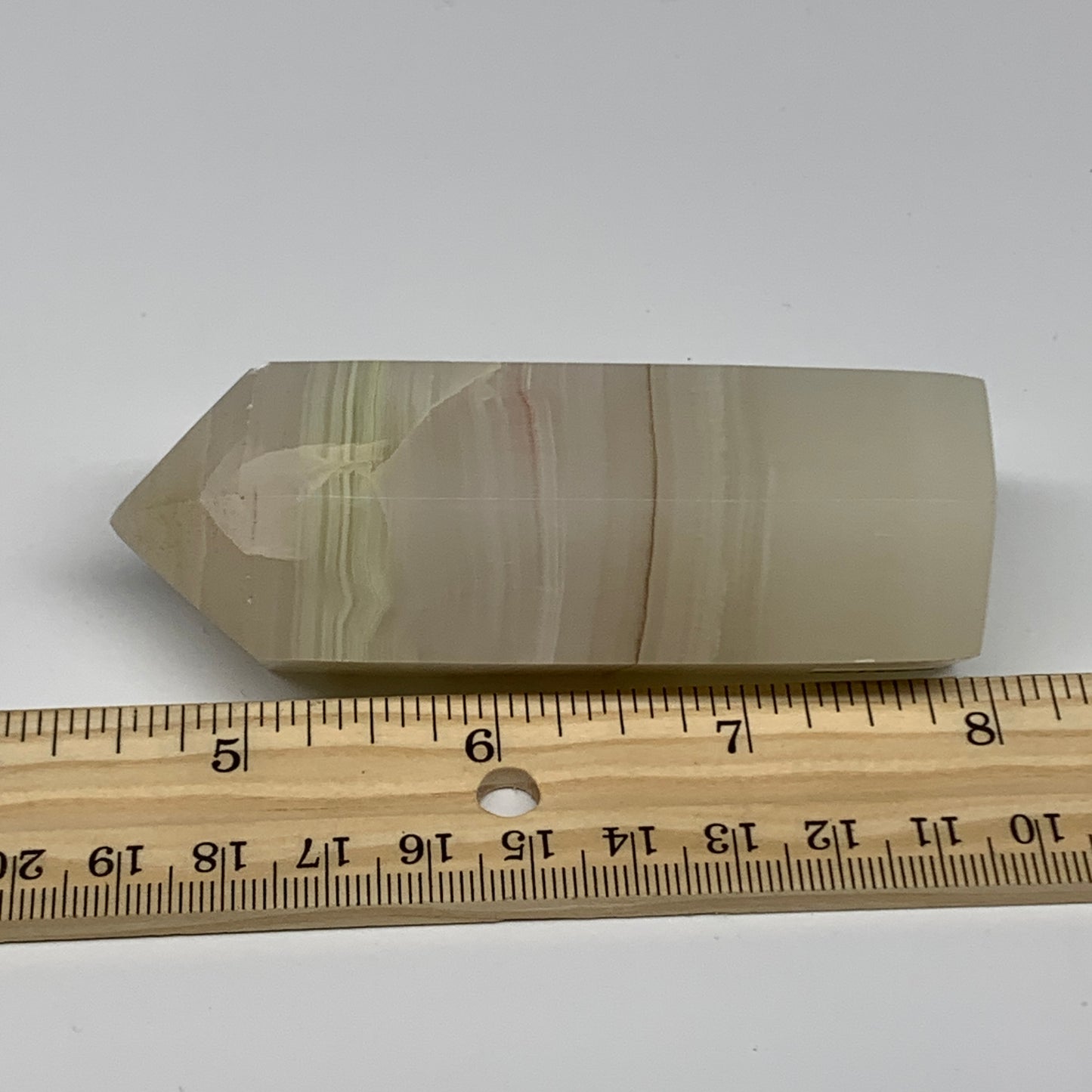 156.8g, 3.5"x1.1" Banded Onyx Point Tower Obelisk Crystal @Pakistan, B25126