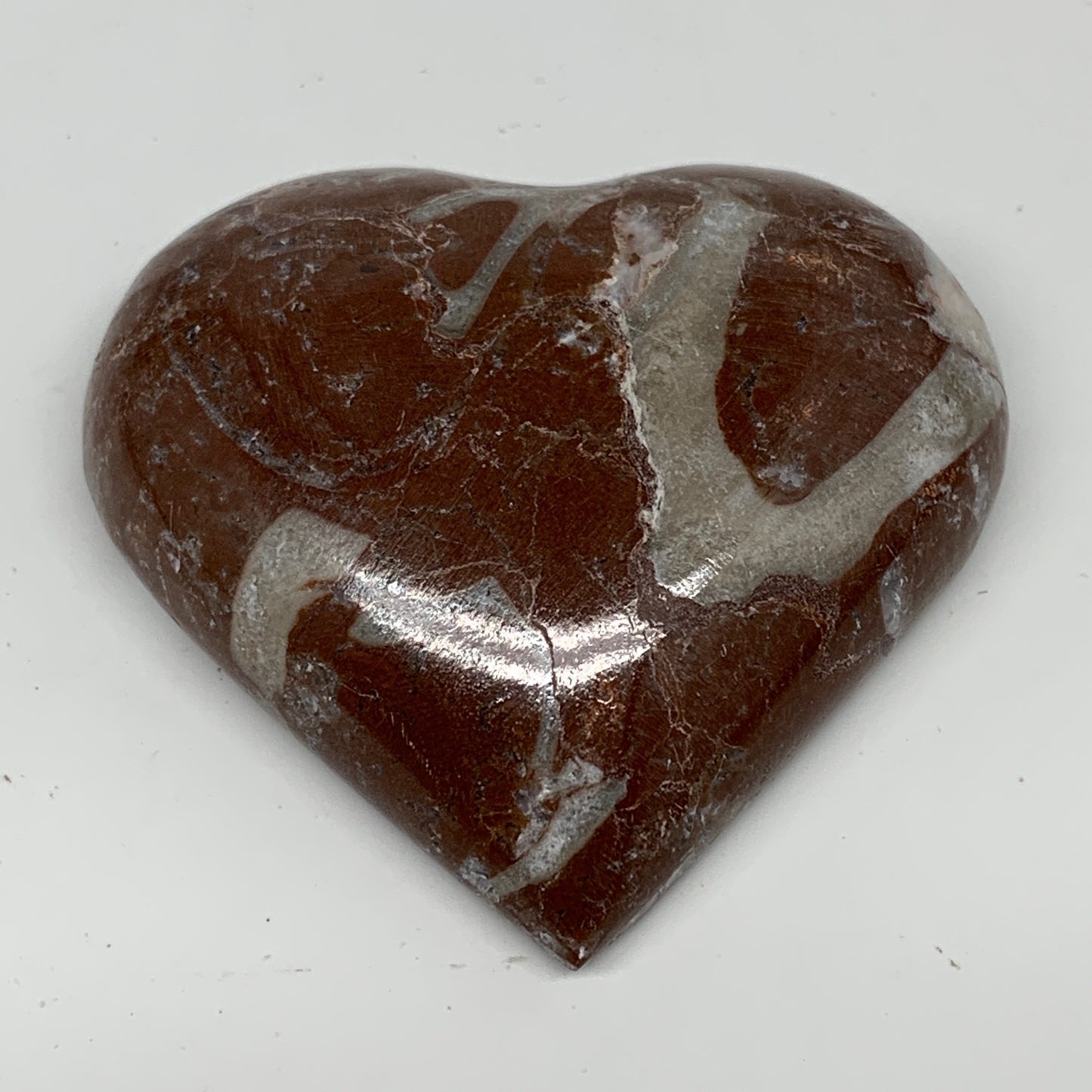 61.6g, 2" x 2.2"x 0.6", Natural Untreated Red Shell Fossils Half Heart @Morocco,