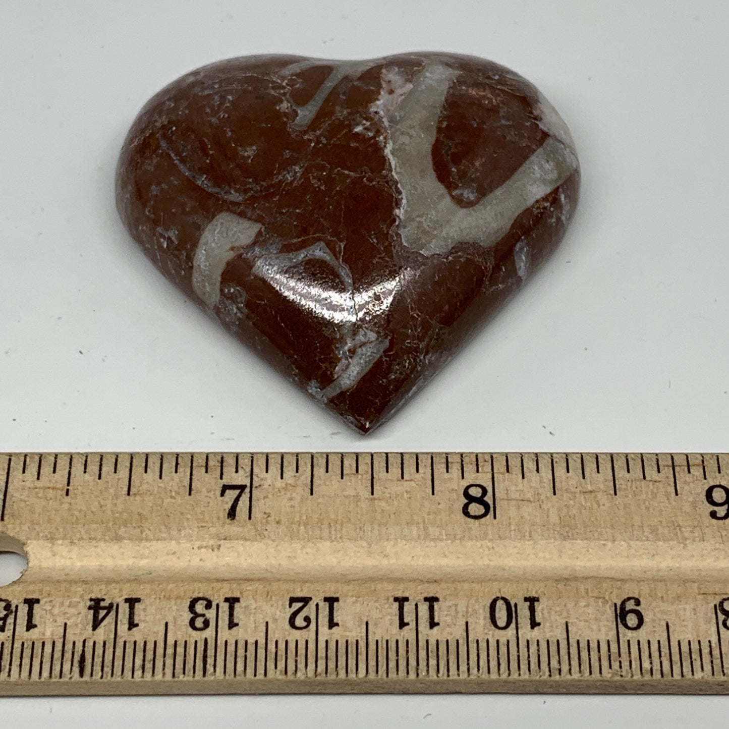 61.6g, 2" x 2.2"x 0.6", Natural Untreated Red Shell Fossils Half Heart @Morocco,