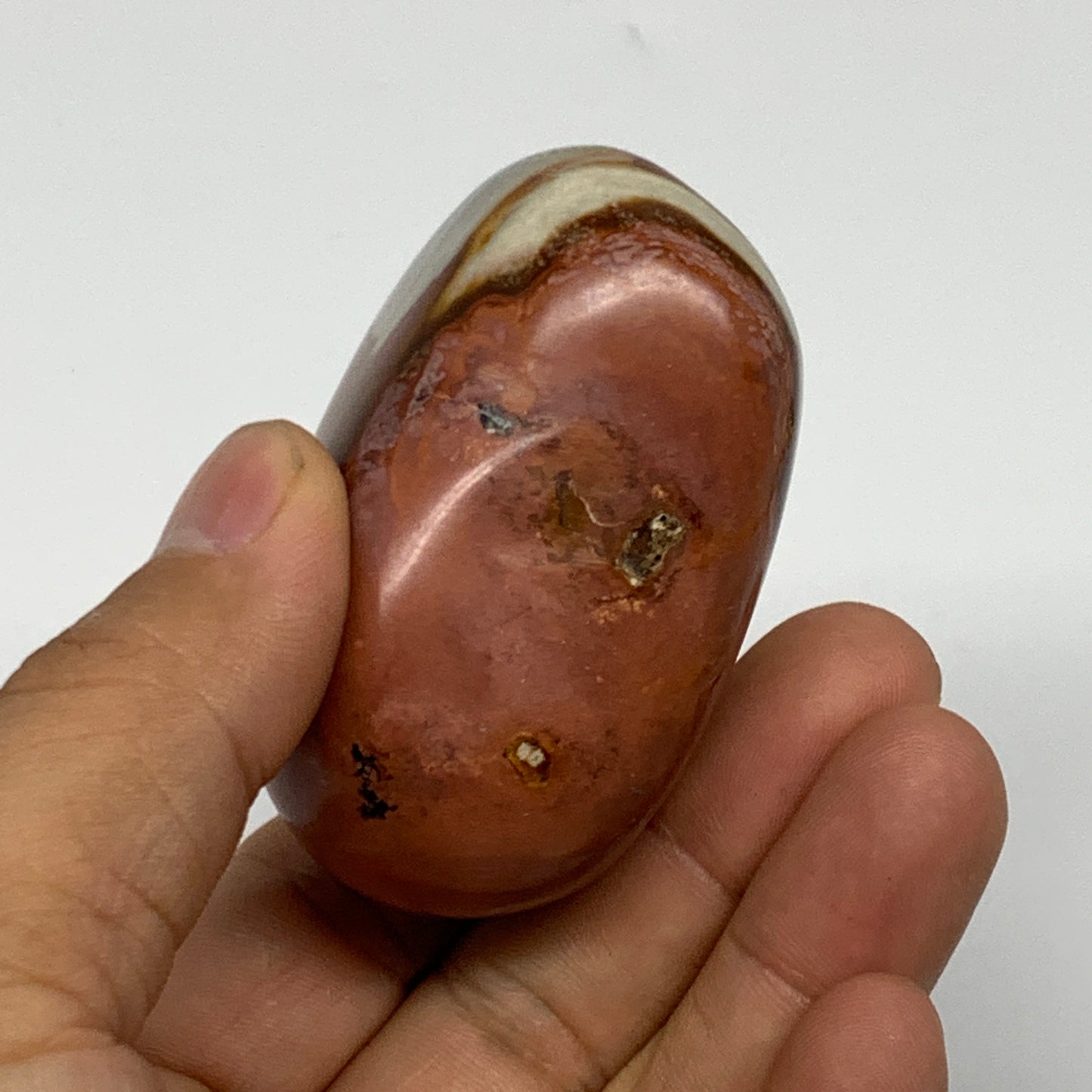 138.8g, 2.4"x1.8"x1.4" Polychrome Jasper Palm-Stone Reiki @Madagascar, B24529