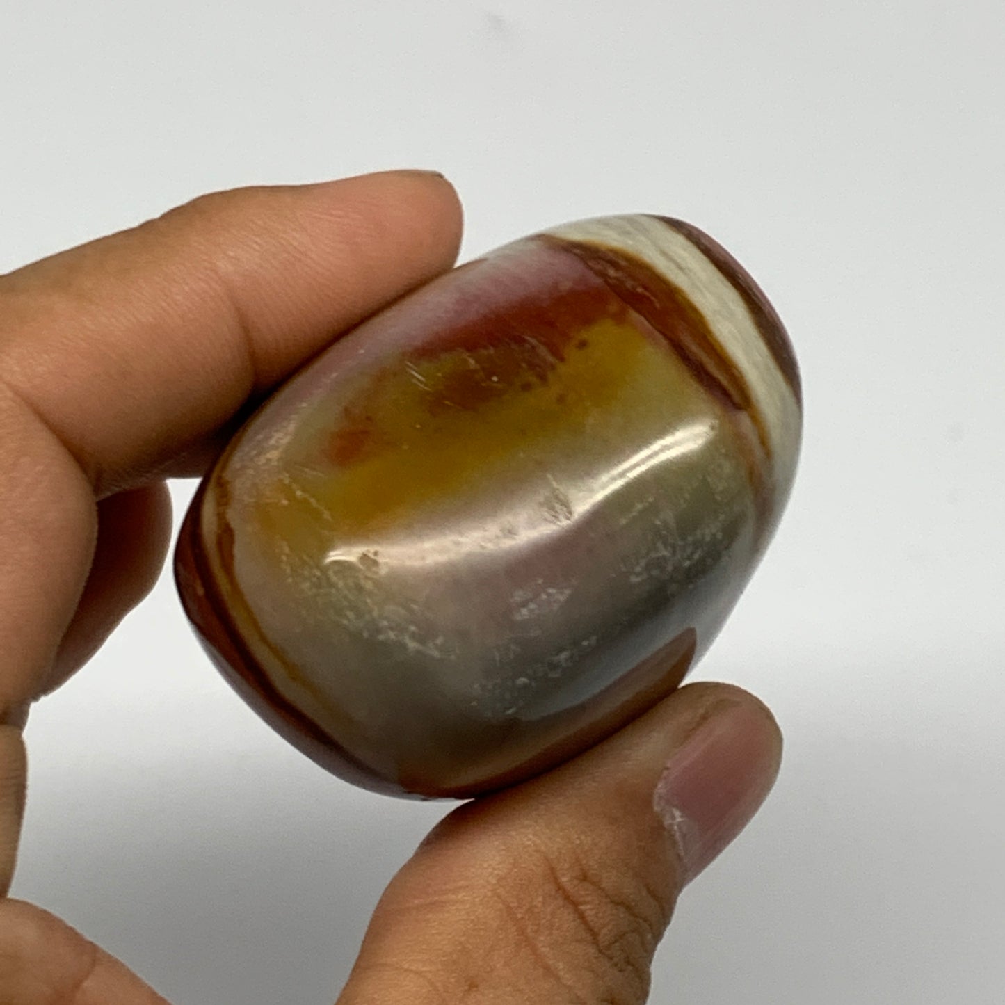 138.8g, 2.4"x1.8"x1.4" Polychrome Jasper Palm-Stone Reiki @Madagascar, B24529