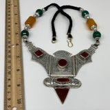 Turkmen Necklace Antique Afghan Tribal Red Carnelian V-Neck, ATS Necklace T66N