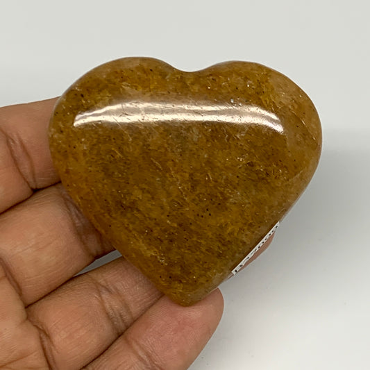 82.3g, 2"x2.2"x0.8", Natural Golden Quartz Heart Small Polished Crystal, B27099