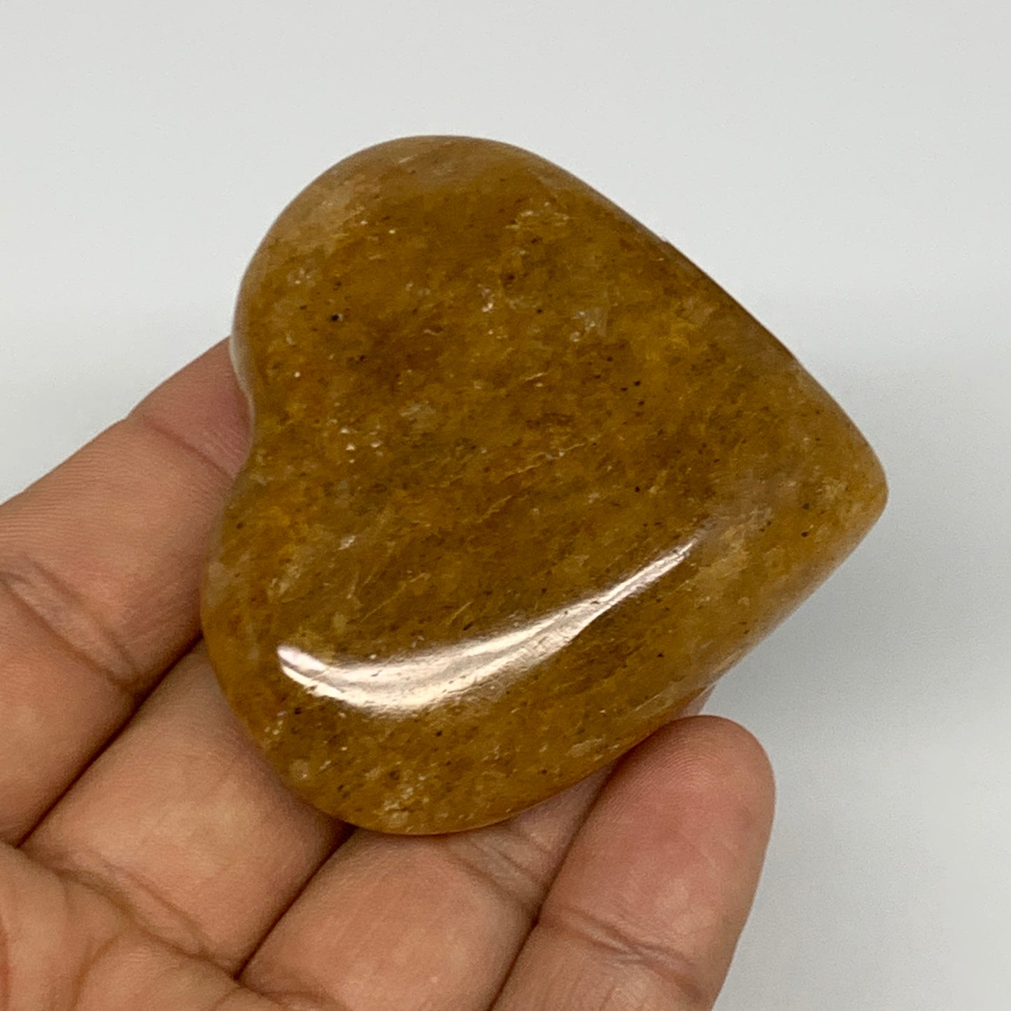 82.3g, 2"x2.2"x0.8", Natural Golden Quartz Heart Small Polished Crystal, B27099