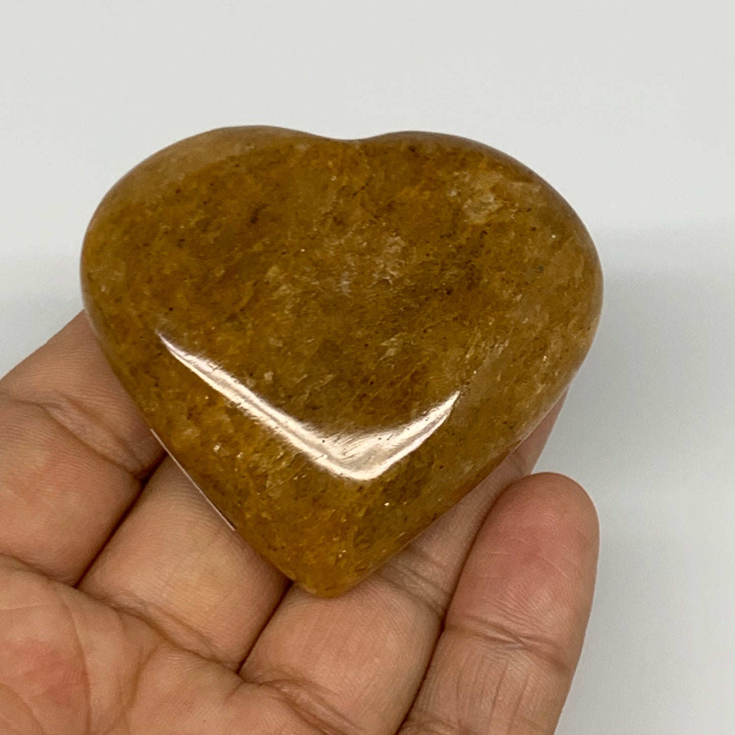 82.3g, 2"x2.2"x0.8", Natural Golden Quartz Heart Small Polished Crystal, B27099