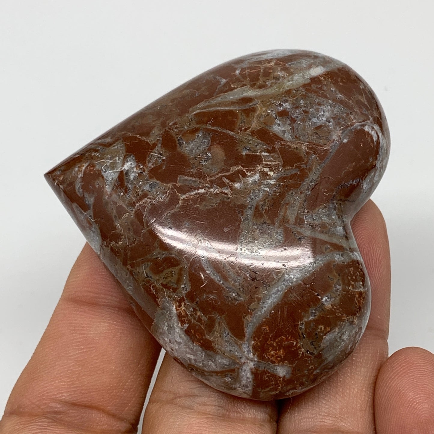 61.4g, 2" x 2.2"x 0.6", Natural Untreated Red Shell Fossils Half Heart @Morocco,