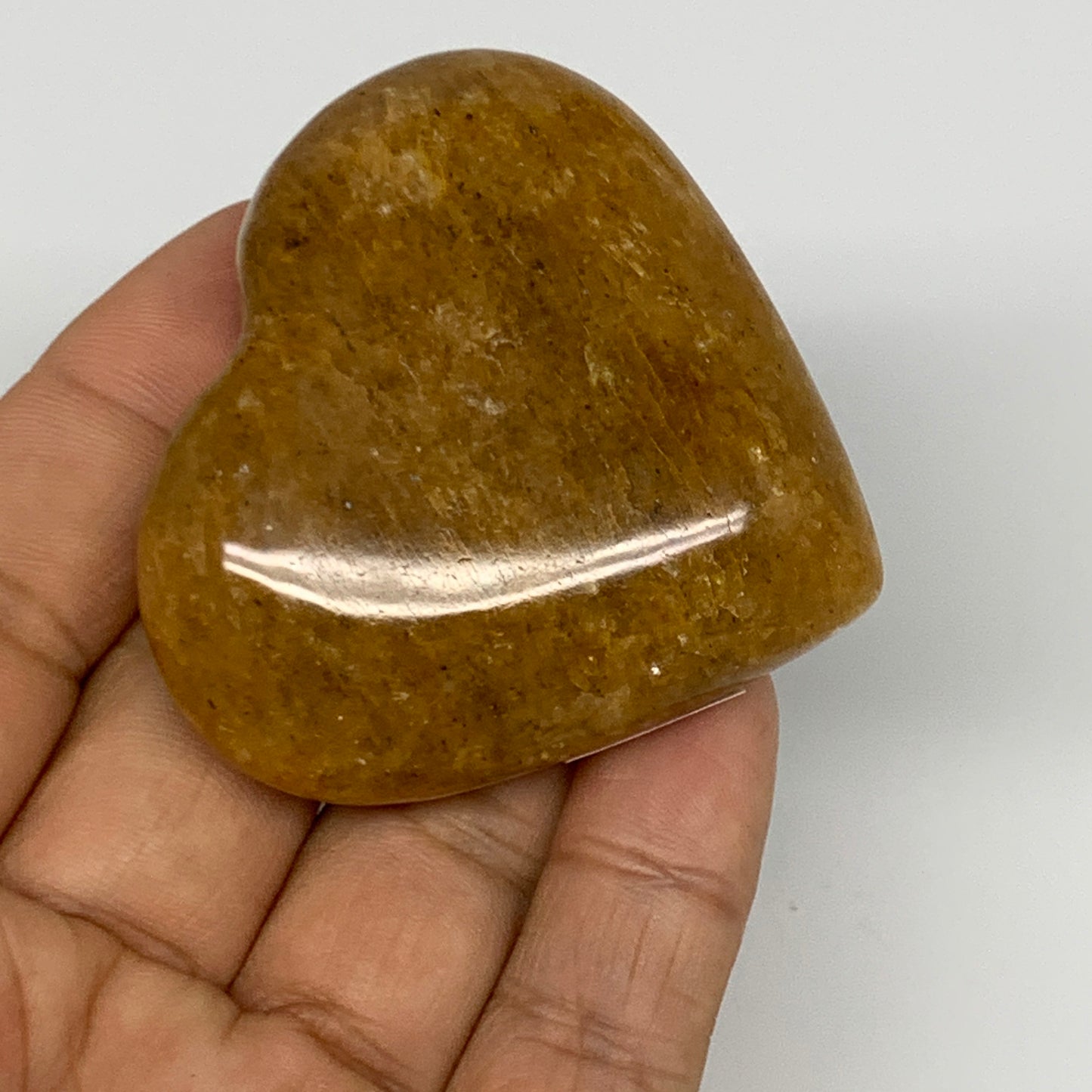 82.3g, 2"x2.2"x0.8", Natural Golden Quartz Heart Small Polished Crystal, B27099