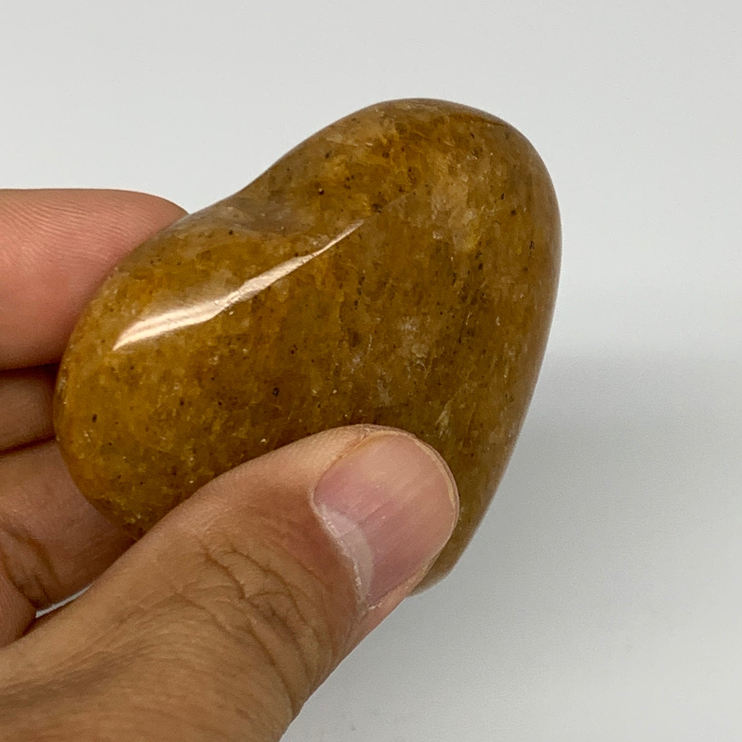 82.3g, 2"x2.2"x0.8", Natural Golden Quartz Heart Small Polished Crystal, B27099