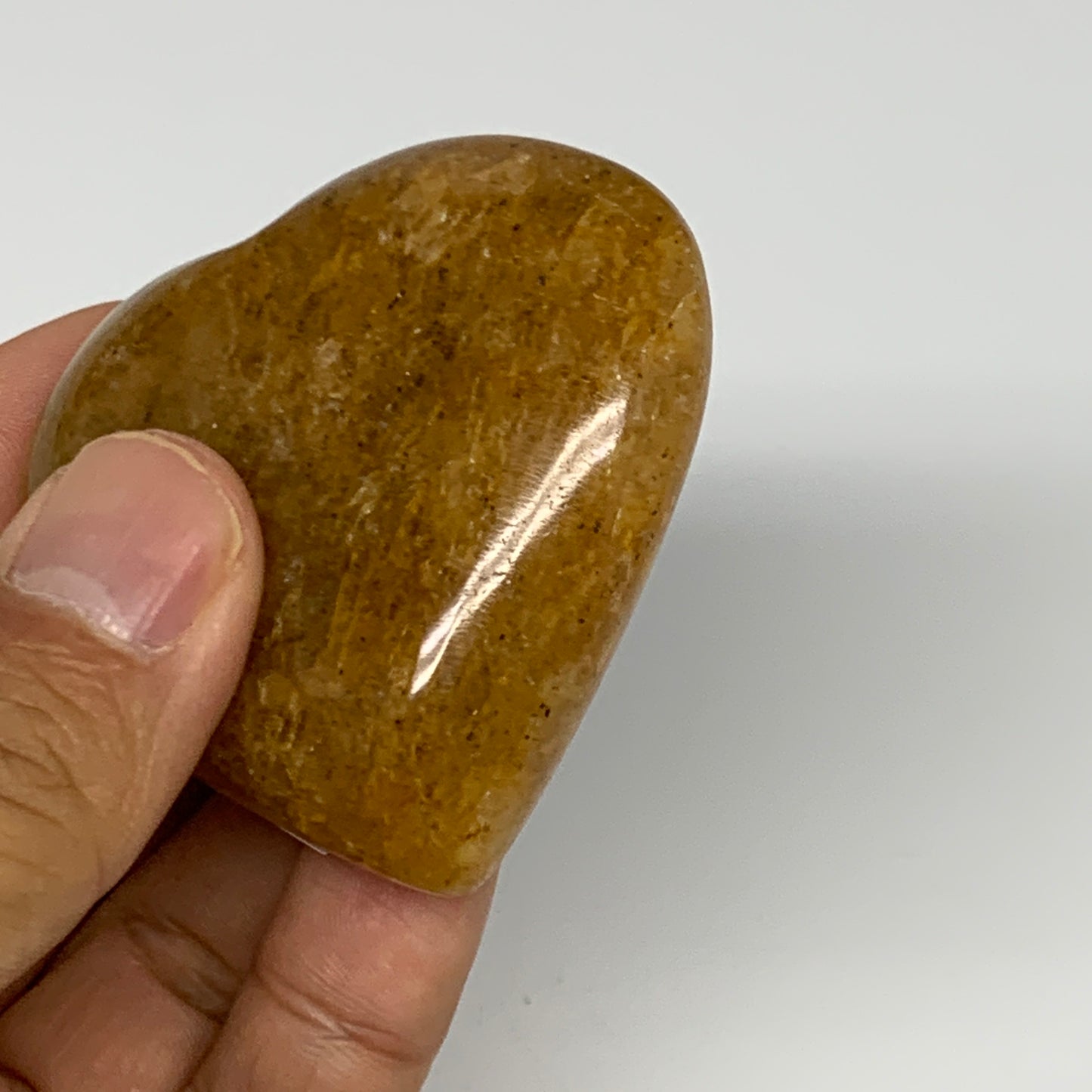 82.3g, 2"x2.2"x0.8", Natural Golden Quartz Heart Small Polished Crystal, B27099