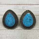 2.1"x1.7"x0.3" Blue Turquoise Inlay Ring Drop Shape, Turkmen Ring,7, 7.5, TR145