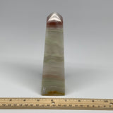 593g, 6.5"x1.8" Banded Onyx Point Tower Obelisk Crystal @Pakistan, B25128