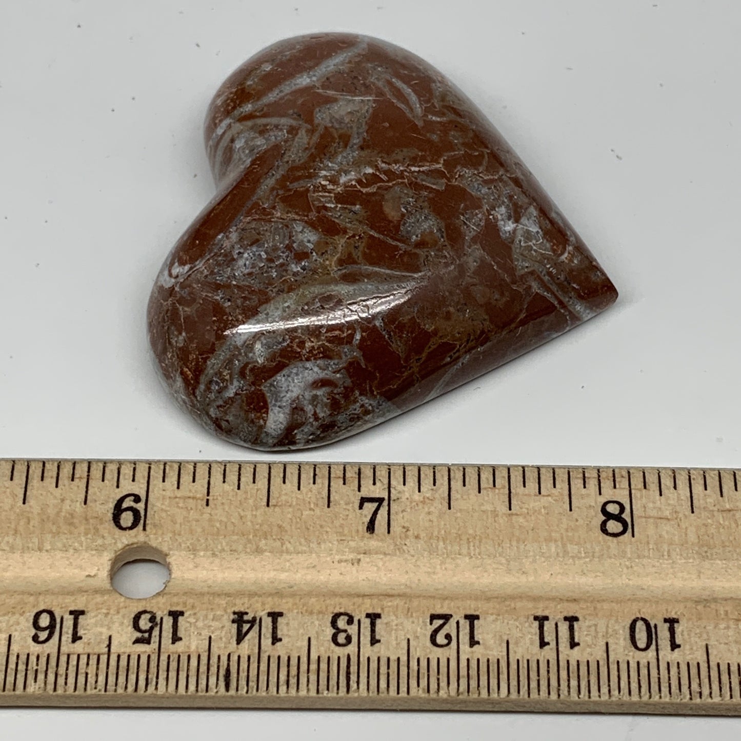 61.4g, 2" x 2.2"x 0.6", Natural Untreated Red Shell Fossils Half Heart @Morocco,