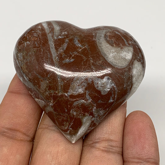 61.3g, 2" x 2.2"x 0.7", Natural Untreated Red Shell Fossils Half Heart @Morocco,