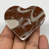 61.3g, 2" x 2.2"x 0.7", Natural Untreated Red Shell Fossils Half Heart @Morocco,