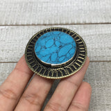 1.9"x0.3" Blue Turquoise Inlay Ring Round Shape, Turkmen Ring,7, 7.5,8.5, TR147