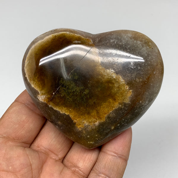 177.2g, 2.4"x2.8"x1.1" Ocean Jasper Heart Polished Healing Crystal, B2860