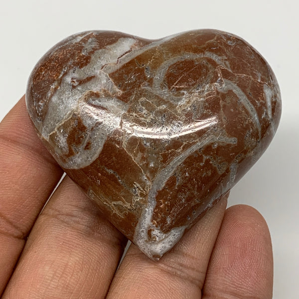 58.6g, 1.9" x 2.1"x 0.7", Natural Untreated Red Shell Fossils Half Heart @Morocc