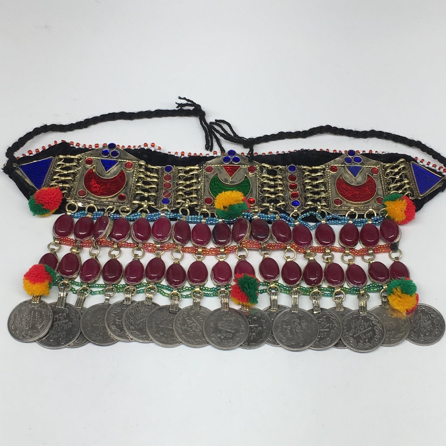 11.5"x5.75"Kuchi Choker Multi-Color Tribal Gypsy Bohemian Statement Coins,CK613