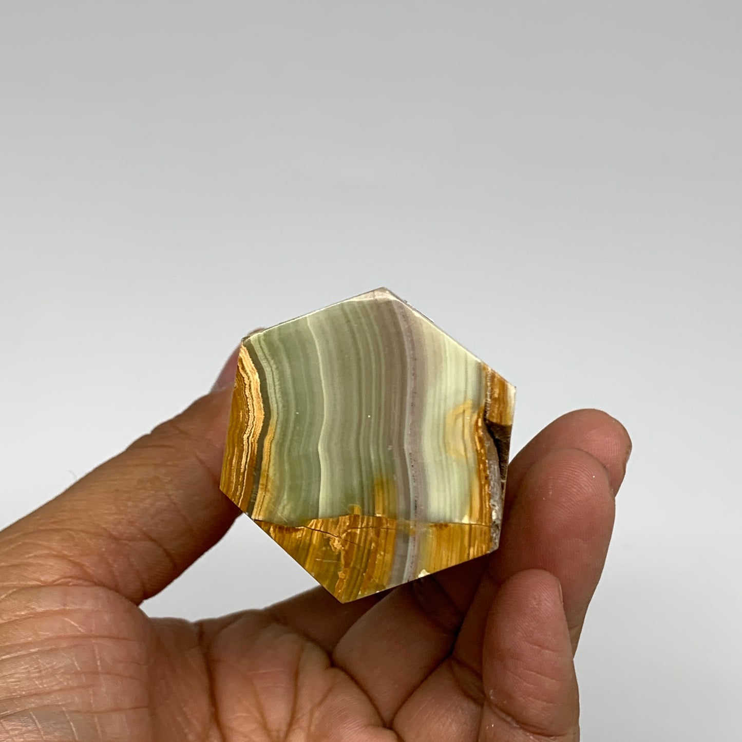 350g, 4.9"x1.4" Banded  Onyx Point Tower Obelisk Crystal @Pakistan, B25131