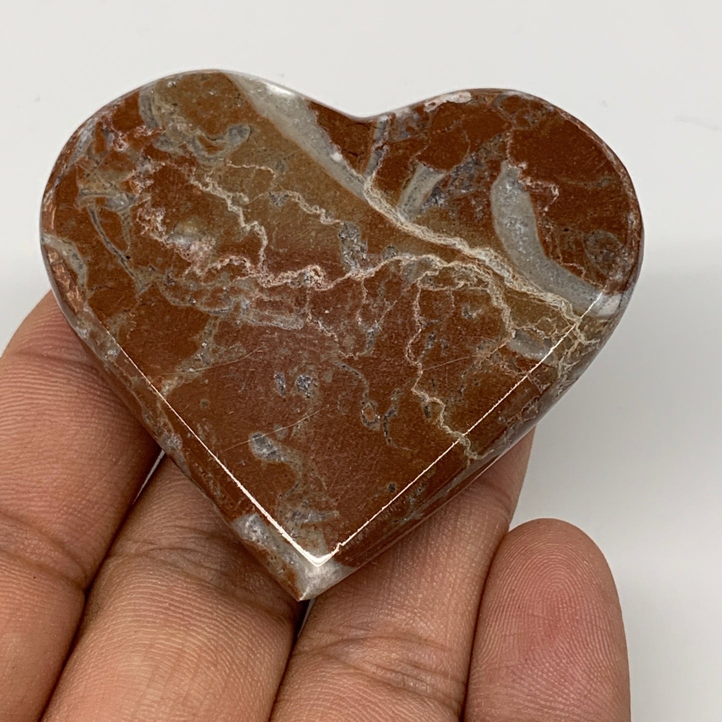 58.6g, 1.9" x 2.1"x 0.7", Natural Untreated Red Shell Fossils Half Heart @Morocc