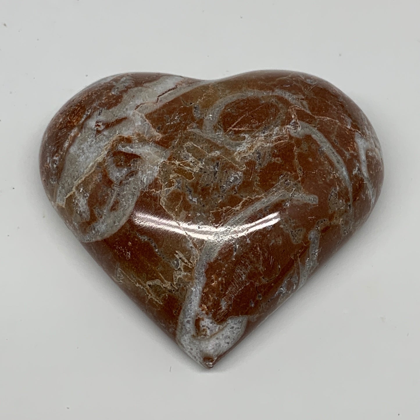 58.6g, 1.9" x 2.1"x 0.7", Natural Untreated Red Shell Fossils Half Heart @Morocc