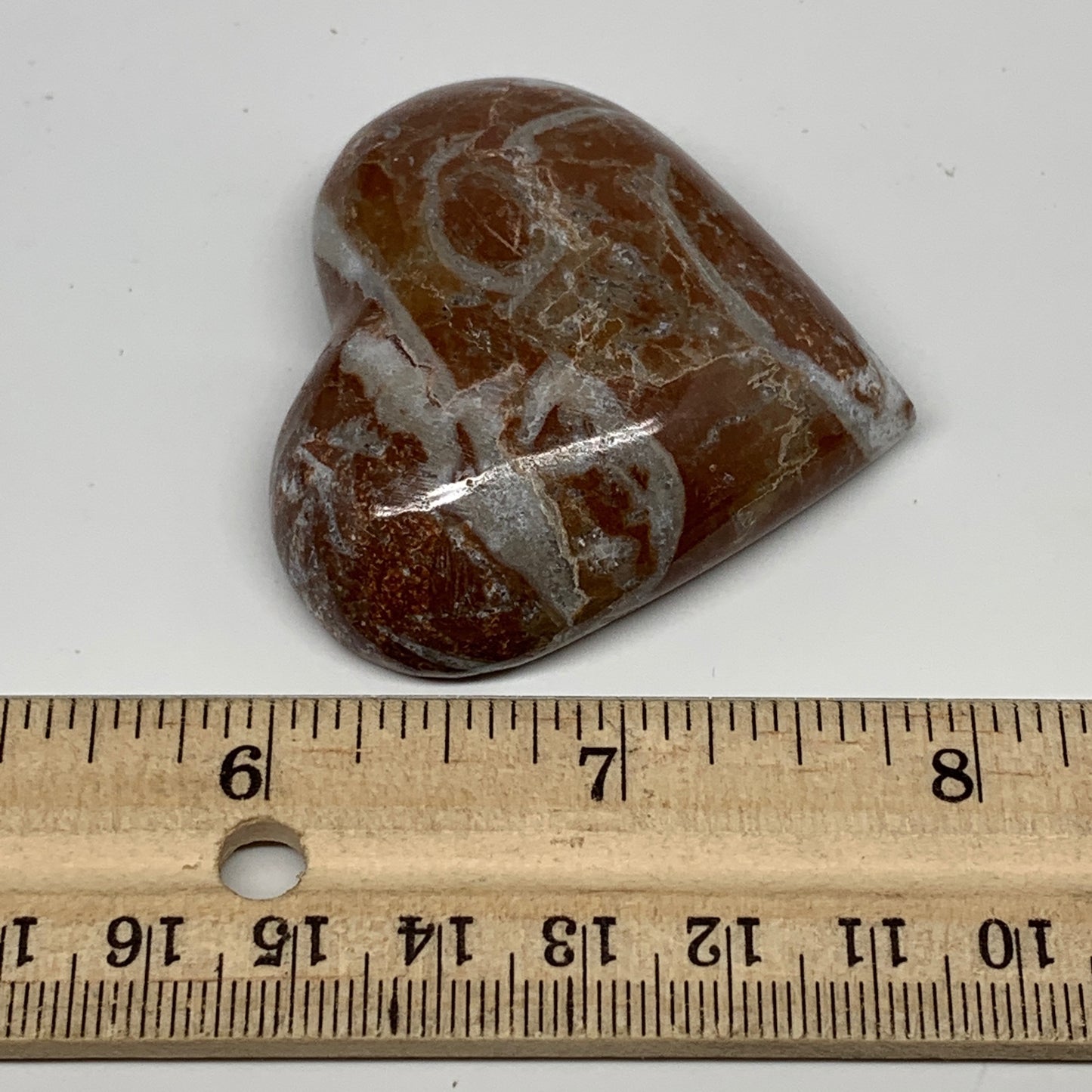 58.6g, 1.9" x 2.1"x 0.7", Natural Untreated Red Shell Fossils Half Heart @Morocc