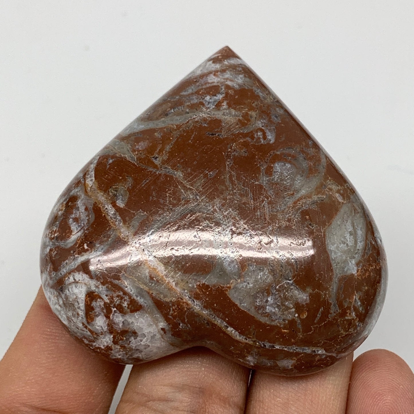 60.9g, 2" x 2.1"x 0.7", Natural Untreated Red Shell Fossils Half Heart @Morocco,