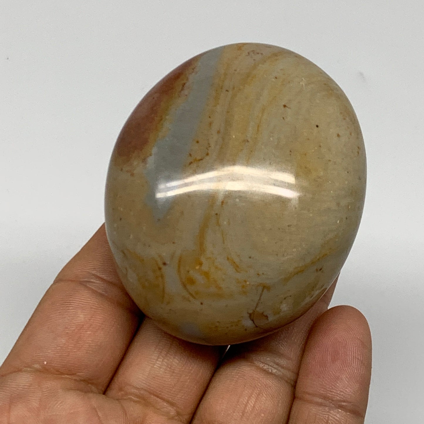 148.2g, 2.6"x2.1"x1.3" Polychrome Jasper Palm-Stone Reiki @Madagascar, B24524