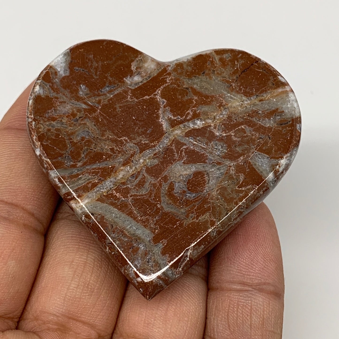 60.9g, 2" x 2.1"x 0.7", Natural Untreated Red Shell Fossils Half Heart @Morocco,