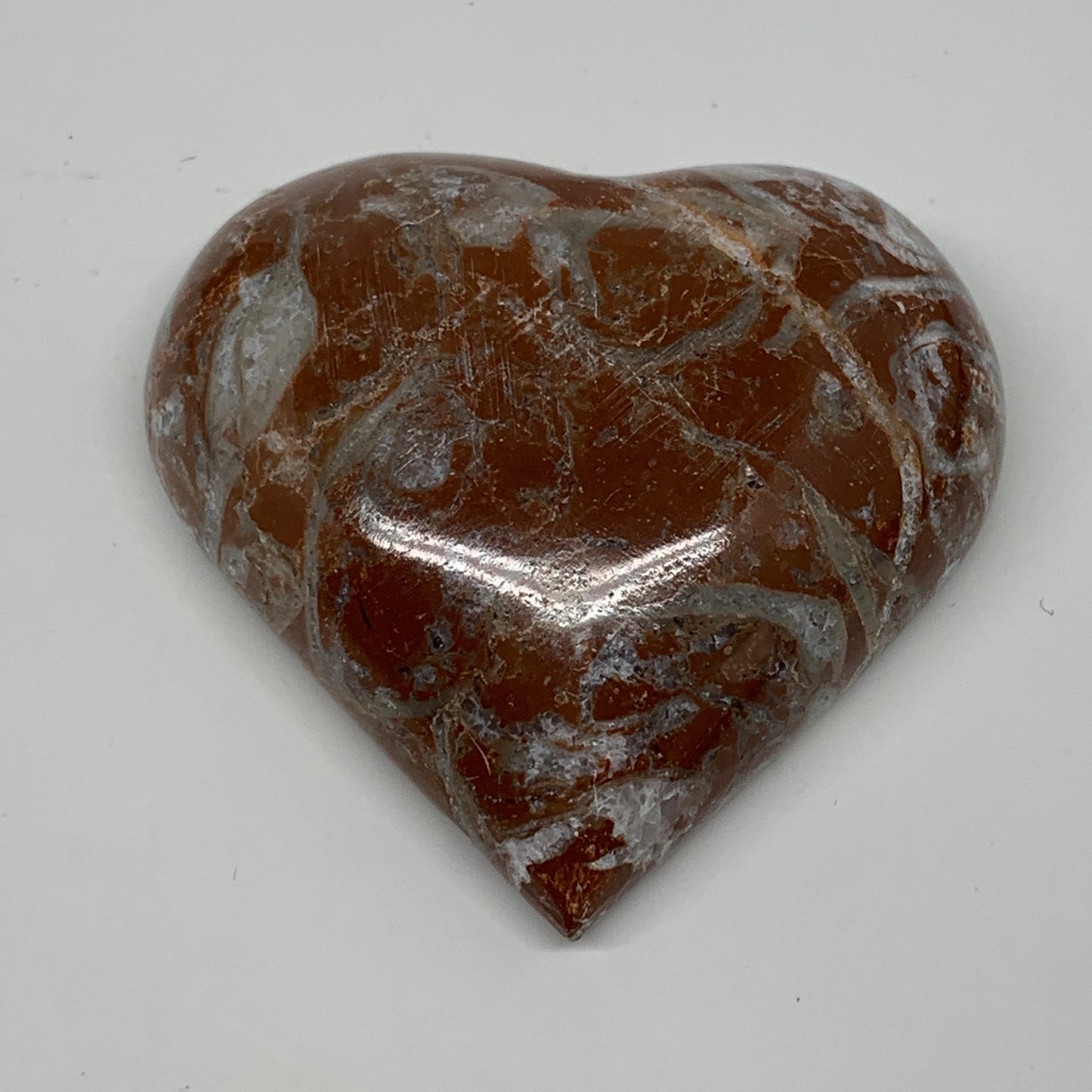 60.9g, 2" x 2.1"x 0.7", Natural Untreated Red Shell Fossils Half Heart @Morocco,