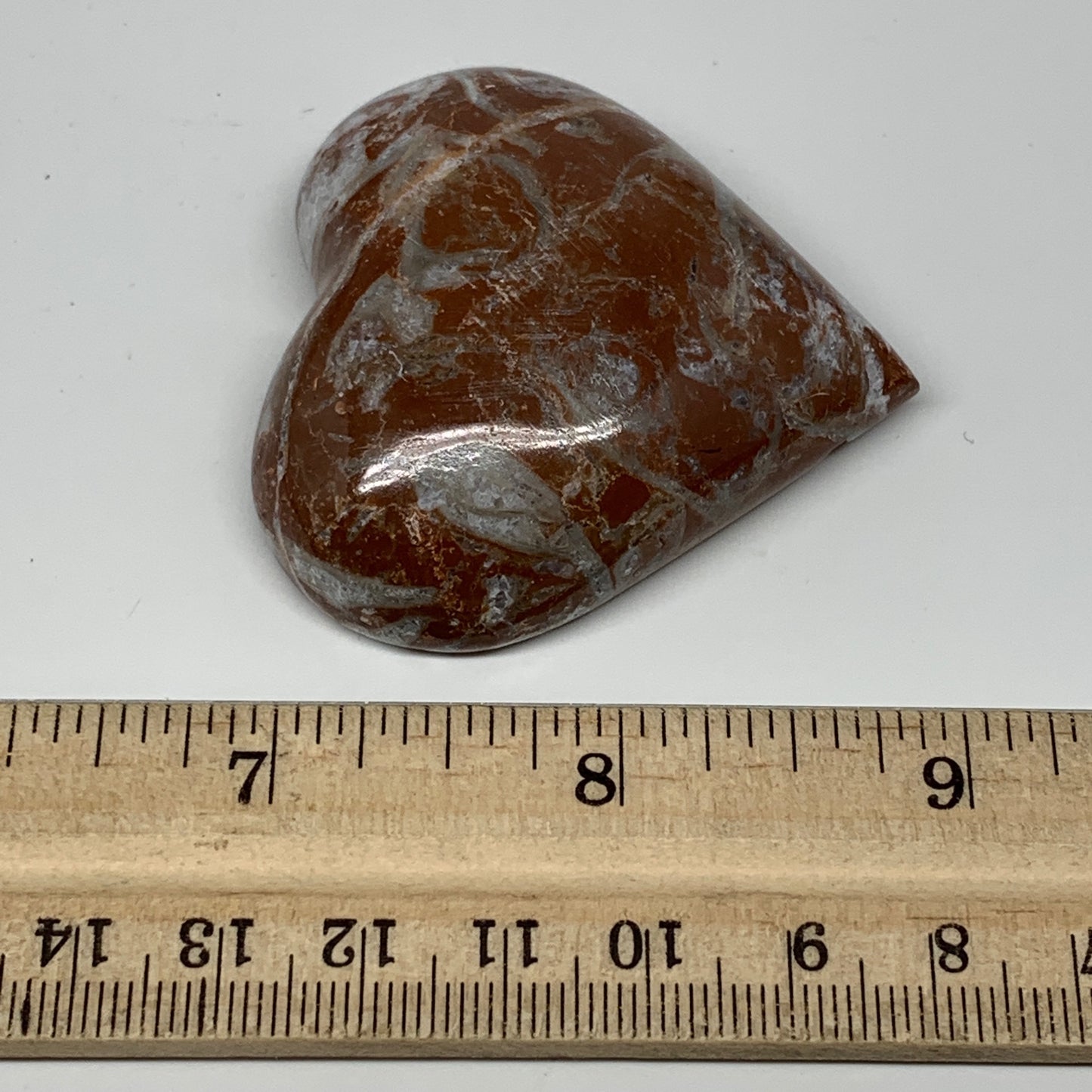 60.9g, 2" x 2.1"x 0.7", Natural Untreated Red Shell Fossils Half Heart @Morocco,