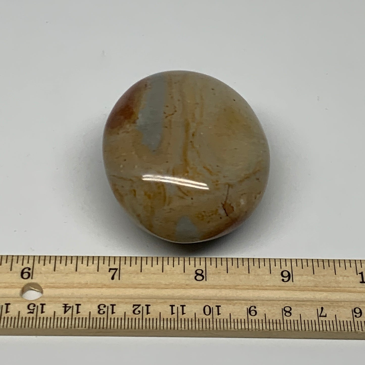 148.2g, 2.6"x2.1"x1.3" Polychrome Jasper Palm-Stone Reiki @Madagascar, B24524