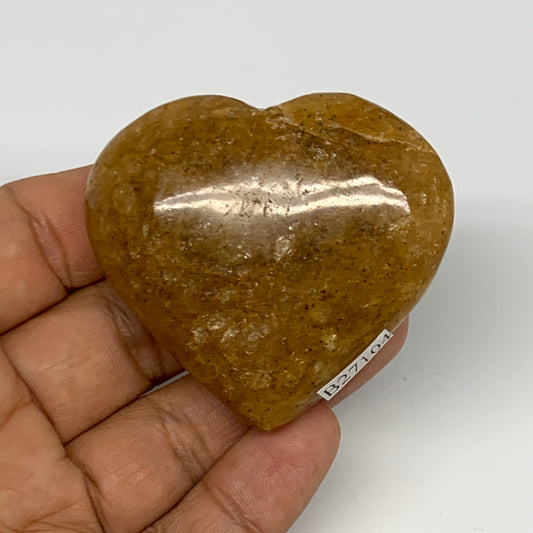 85.1g, 2"x2.2"x0.9", Natural Golden Quartz Heart Small Polished Crystal, B27104