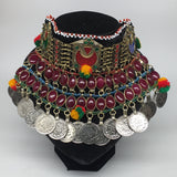 11.5"x5.75"Kuchi Choker Multi-Color Tribal Gypsy Bohemian Statement Coins,CK619