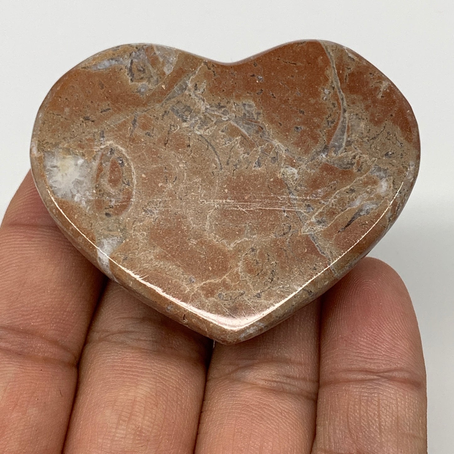 57.2g, 1.8" x 2.2"x 0.6", Natural Untreated Red Shell Fossils Half Heart @Morocc