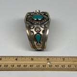 29.2g, 1.6" Turkmen Cuff Bracelet Tribal Small Marquise, Turquoise Inlay, B13346