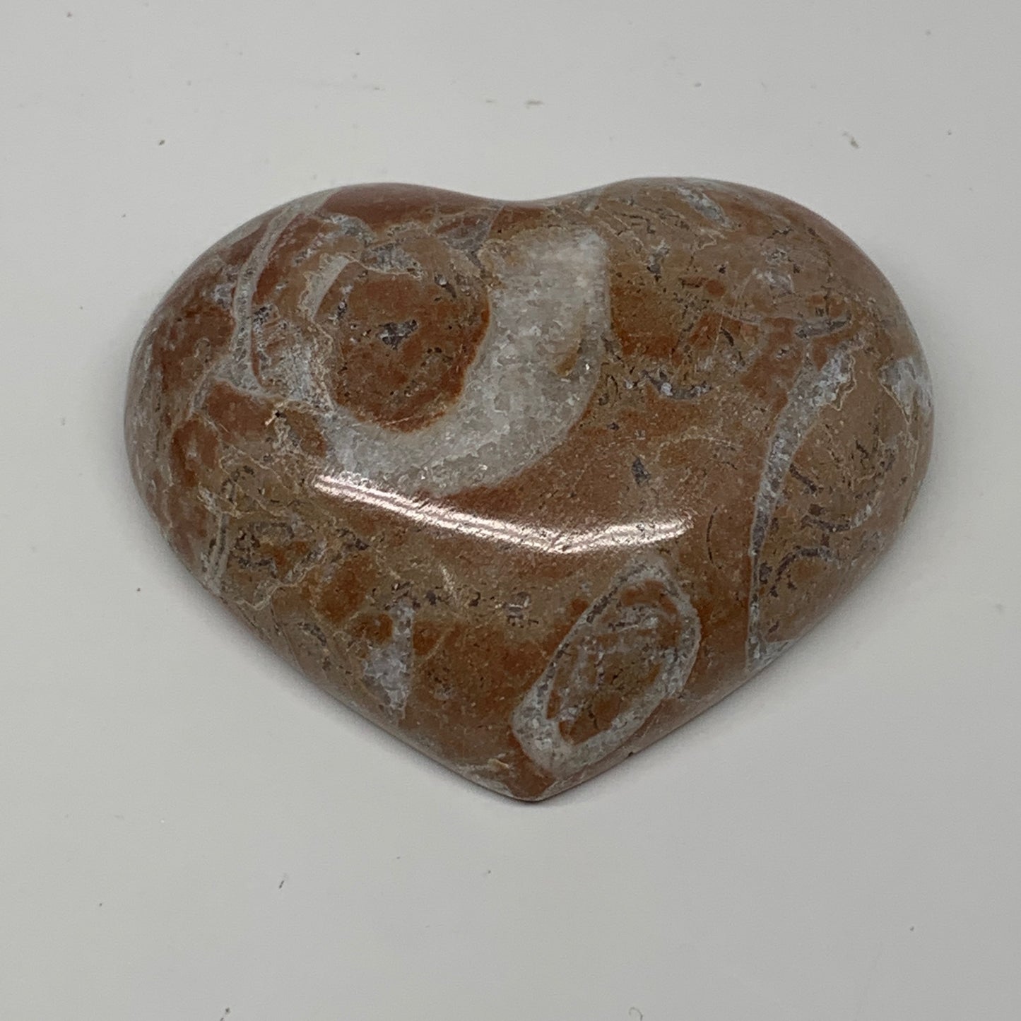 57.2g, 1.8" x 2.2"x 0.6", Natural Untreated Red Shell Fossils Half Heart @Morocc