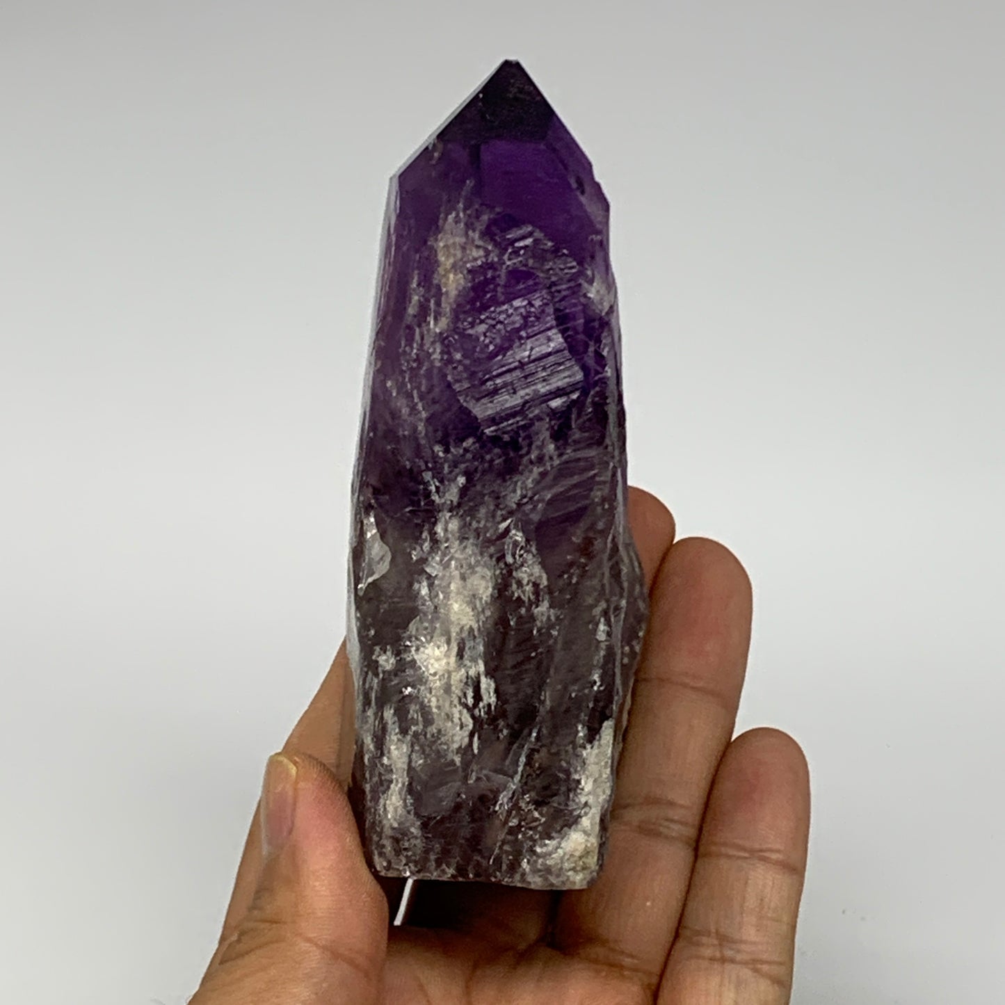 263.1g,4"x2.1"x1.5", Amethyst Point Polished Rough lower part Stands, B19056