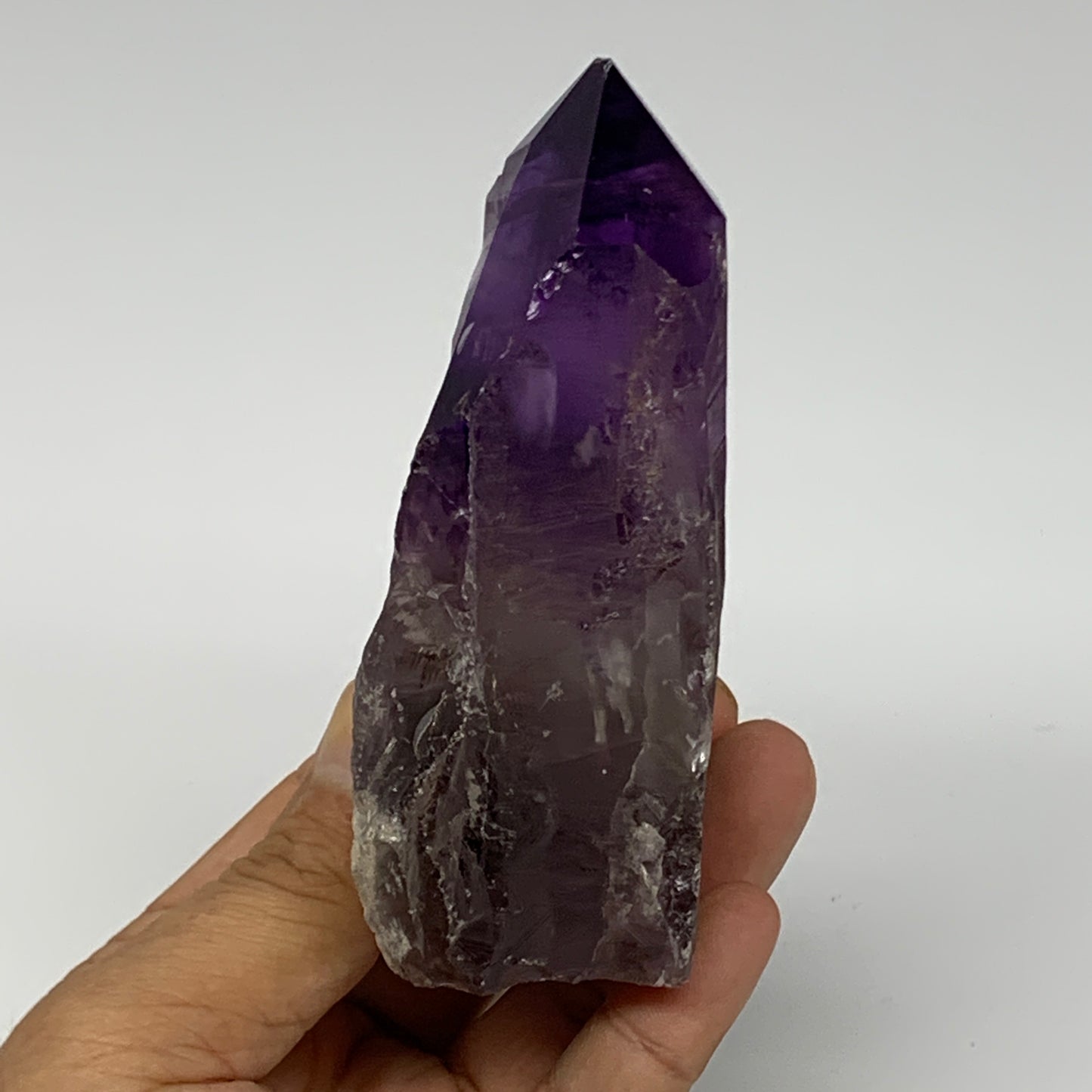 263.1g,4"x2.1"x1.5", Amethyst Point Polished Rough lower part Stands, B19056