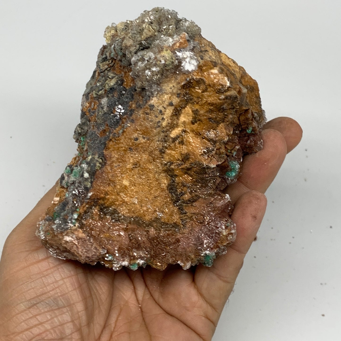 626g, 3.9"x3.5"x2.6", Brochantite on Dolomite Matrix Mineral Specimen, B11008