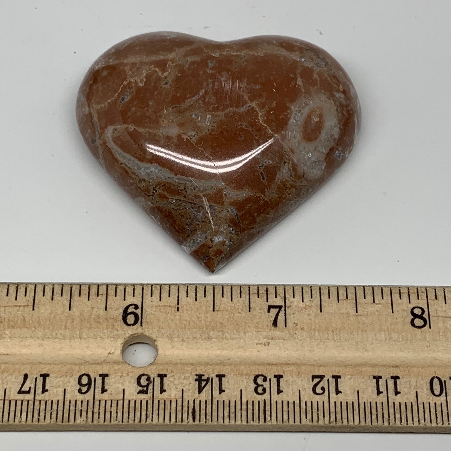 62.1g, 2" x 2.2"x 0.6", Natural Untreated Red Shell Fossils Half Heart @Morocco,